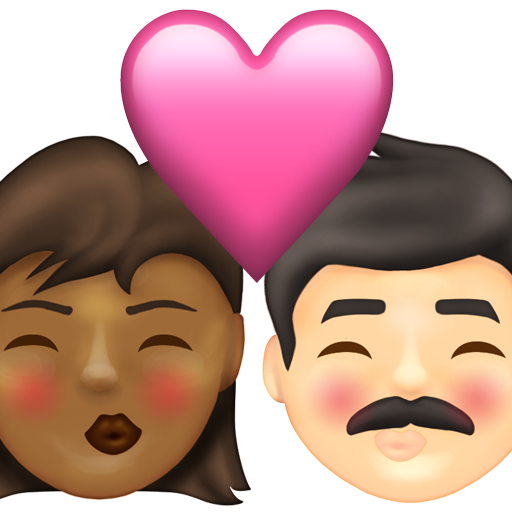 Kiss: Woman, Man, Medium-Dark Skin Tone, Light Skin Tone, the design in this release