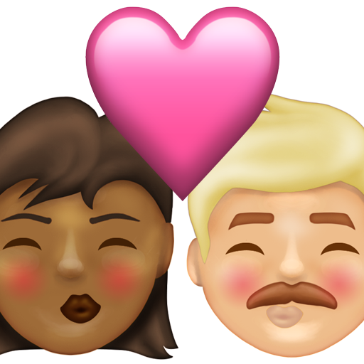 Kiss: Woman, Man, Medium-Dark Skin Tone, Medium-Light Skin Tone, the design in this release