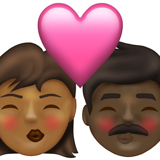 Kiss: Woman, Man, Medium-Dark Skin Tone, Dark Skin Tone, the design in this release