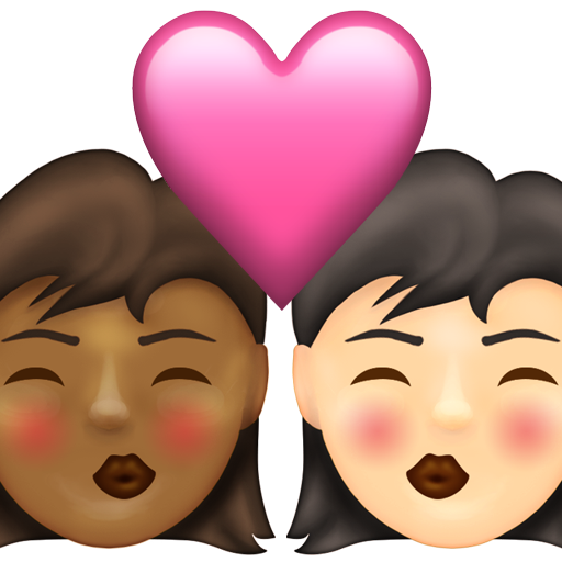 Kiss: Woman, Woman, Medium-Dark Skin Tone, Light Skin Tone, the design in this release
