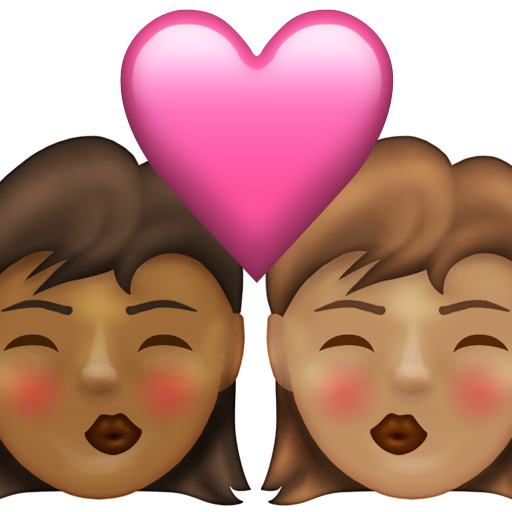 Kiss: Woman, Woman, Medium-Dark Skin Tone, Medium Skin Tone, the design in this release