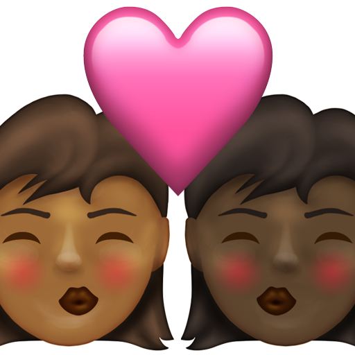 Kiss: Woman, Woman, Medium-Dark Skin Tone, Dark Skin Tone, the design in this release
