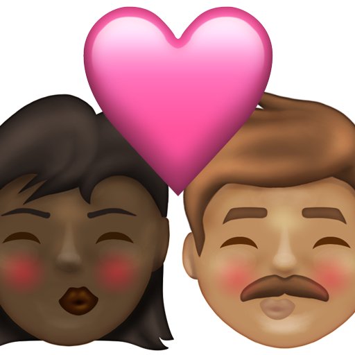 Kiss: Woman, Man, Dark Skin Tone, Medium Skin Tone, the design in this release