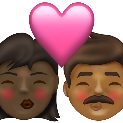 Kiss: Woman, Man, Dark Skin Tone, Medium-Dark Skin Tone, the design in this release