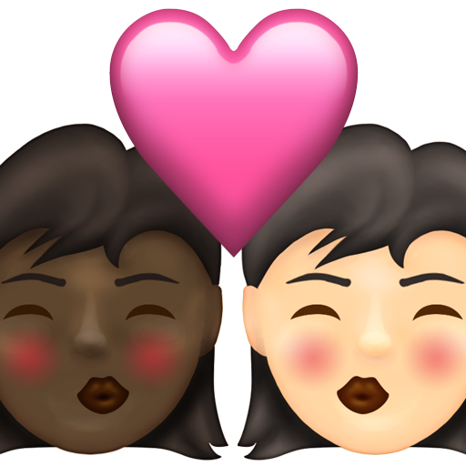 Kiss: Woman, Woman, Dark Skin Tone, Light Skin Tone, the design in this release