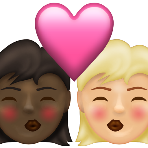 Kiss: Woman, Woman, Dark Skin Tone, Medium-Light Skin Tone, the design in this release