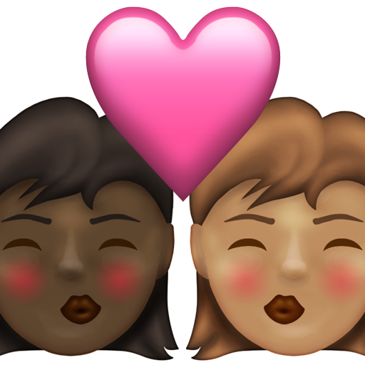 Kiss: Woman, Woman, Dark Skin Tone, Medium Skin Tone, the design in this release