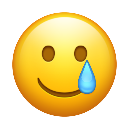 Faccina Sorridente Con Lacrima as drawn by Emojipedia in 13.1