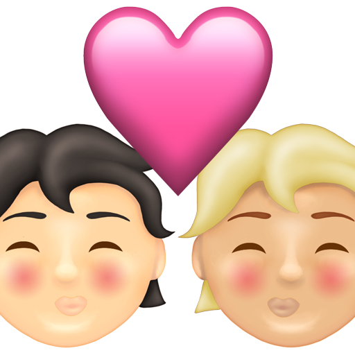 Kiss: Person, Person, Light Skin Tone, Medium-Light Skin Tone, the design in this release