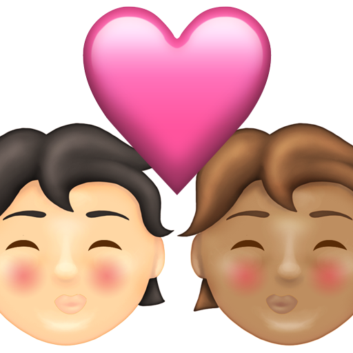 Kiss: Person, Person, Light Skin Tone, Medium Skin Tone, the design in this release