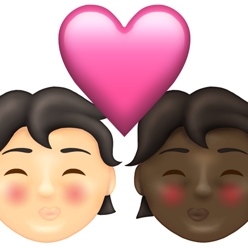 Kiss: Person, Person, Light Skin Tone, Dark Skin Tone, the design in this release