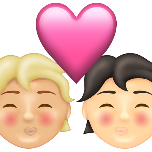 Kiss: Person, Person, Medium-Light Skin Tone, Light Skin Tone, the design in this release