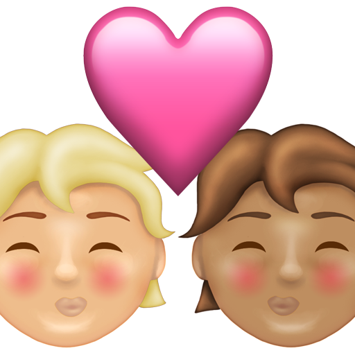Kiss: Person, Person, Medium-Light Skin Tone, Medium Skin Tone, the design in this release
