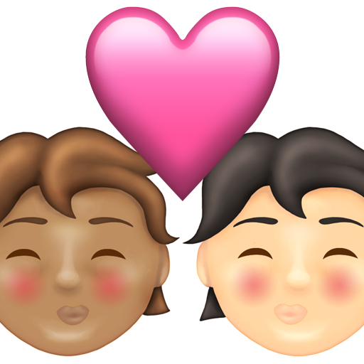 Kiss: Person, Person, Medium Skin Tone, Light Skin Tone, the design in this release