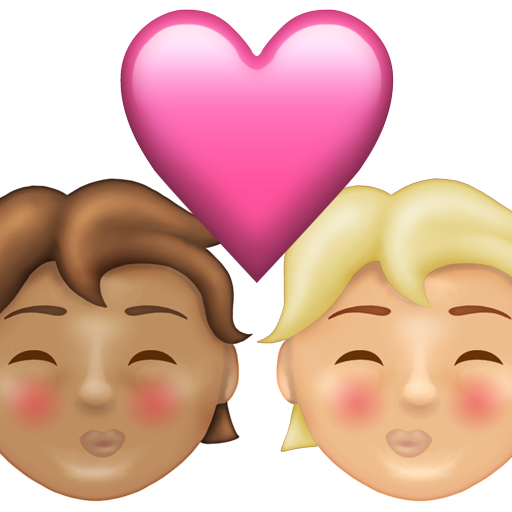 Kiss: Person, Person, Medium Skin Tone, Medium-Light Skin Tone, the design in this release
