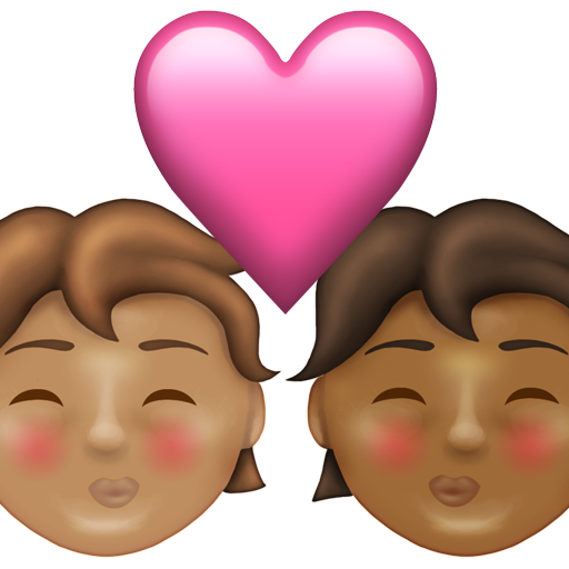 Kiss: Person, Person, Medium Skin Tone, Medium-Dark Skin Tone, the design in this release