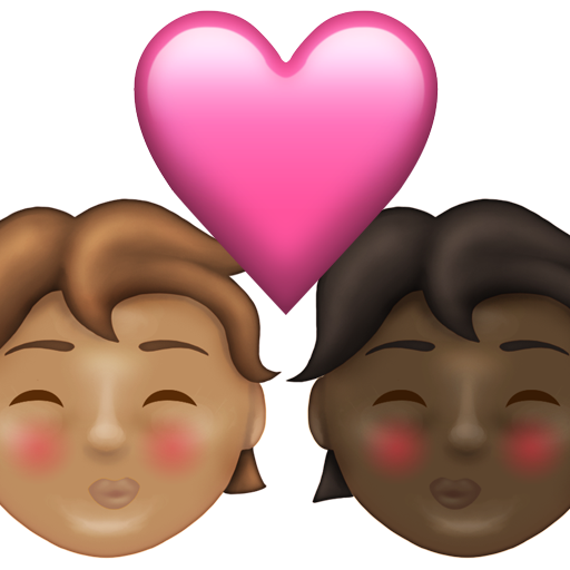 Kiss: Person, Person, Medium Skin Tone, Dark Skin Tone, the design in this release