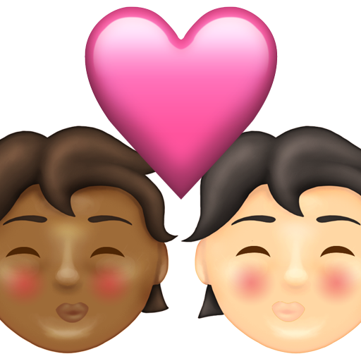 Kiss: Person, Person, Medium-Dark Skin Tone, Light Skin Tone, the design in this release