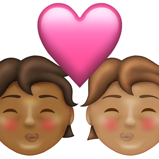 Kiss: Person, Person, Medium-Dark Skin Tone, Medium Skin Tone, the design in this release