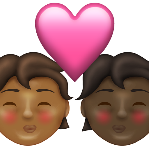 Kiss: Person, Person, Medium-Dark Skin Tone, Dark Skin Tone, the design in this release