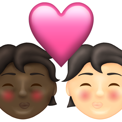 Kiss: Person, Person, Dark Skin Tone, Light Skin Tone, the design in this release