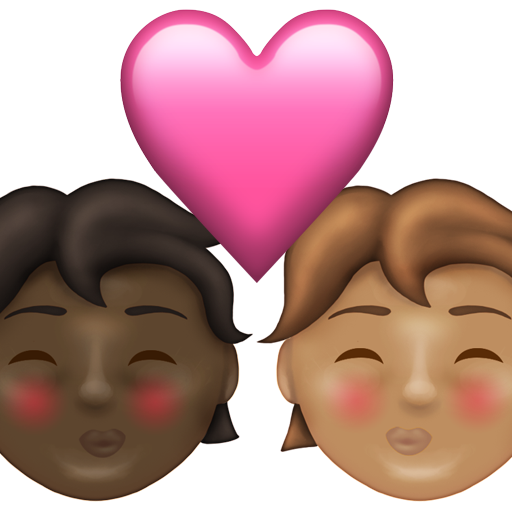Kiss: Person, Person, Dark Skin Tone, Medium Skin Tone, the design in this release