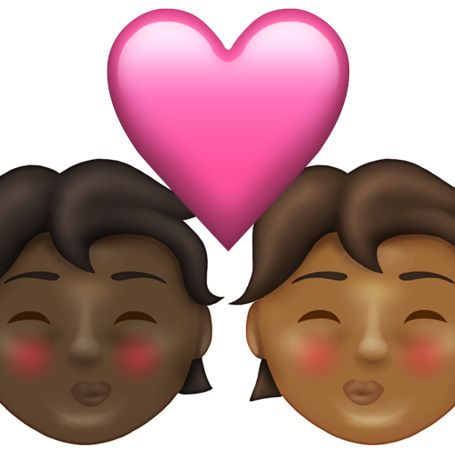 Kiss: Person, Person, Dark Skin Tone, Medium-Dark Skin Tone, the design in this release