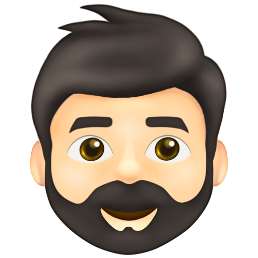 Man: Light Skin Tone, Beard, the design in this release