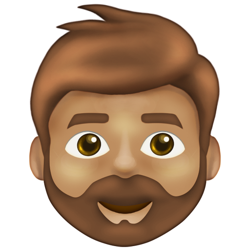 Man: Medium Skin Tone, Beard, the design in this release