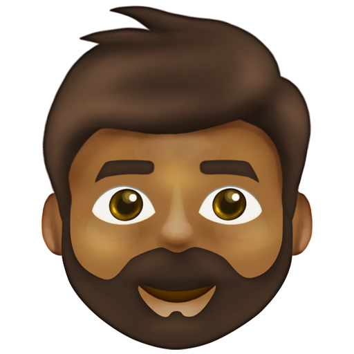 Man: Medium-Dark Skin Tone, Beard, the design in this release