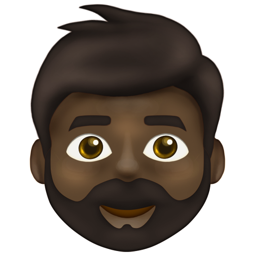 Man: Dark Skin Tone, Beard, the design in this release