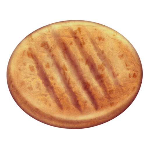 Flatbread as drawn by Emojipedia in 13.1