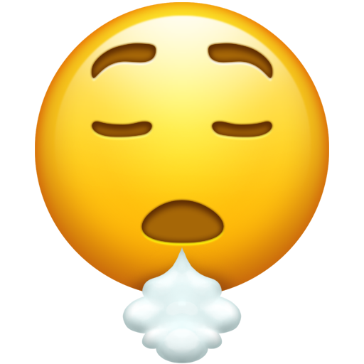 Faccina Che Espira as drawn by Emojipedia in 14.0