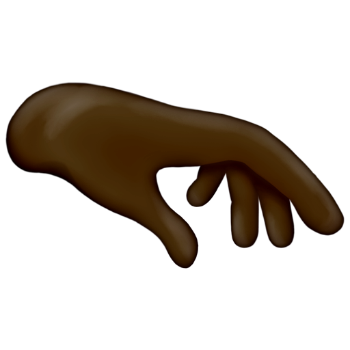 mano con la palma hacia abajo: tono de piel oscuro as rendered by Emojipedia