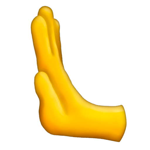 leftwards pushing hand as rendered by Emojipedia