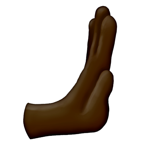 rightwards pushing hand: dark skin tone as rendered by Emojipedia