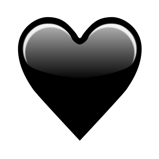 Black Heart as drawn by Emojipedia in 2.0