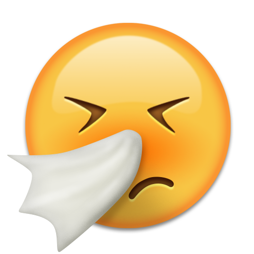 Sneezing Face as drawn by Emojipedia in 2.0