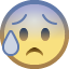 anxious face with sweat — Facebook