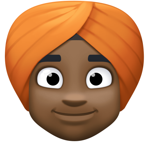 Person Wearing Turban: Dark Skin Tone, the design in this release
