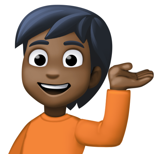Person Tipping Hand: Dark Skin Tone, the design in this release