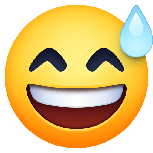 grinning face with sweat — Facebook