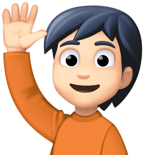 Person Raising Hand: Light Skin Tone, the design in this release