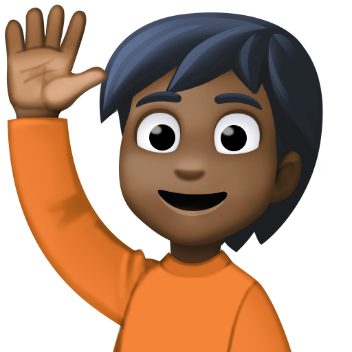 Person Raising Hand: Dark Skin Tone, the design in this release