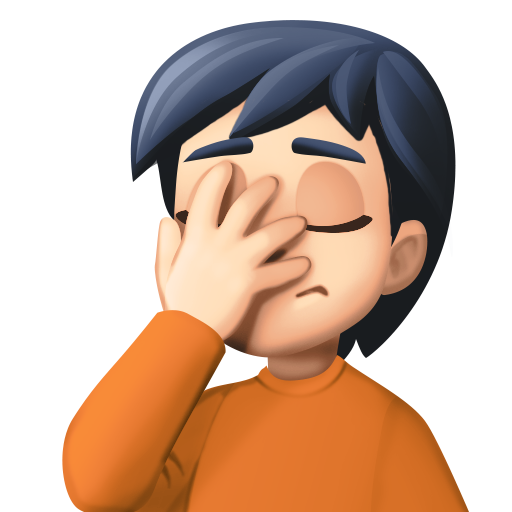 Person Facepalming: Light Skin Tone, the design in this release