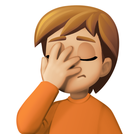 Person Facepalming: Medium-Light Skin Tone, the design in this release