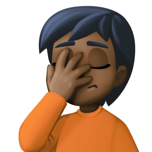 Person Facepalming: Dark Skin Tone, the design in this release