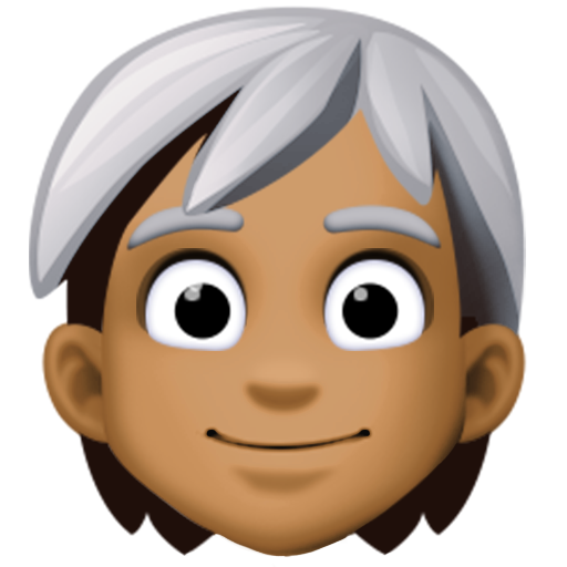 Person: Medium-Dark Skin Tone, White Hair, the design in this release