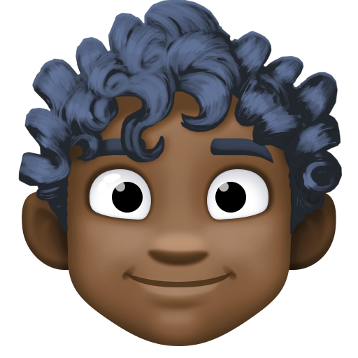 Person: Dark Skin Tone, Curly Hair, the design in this release