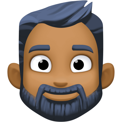Person: Medium-Dark Skin Tone, Beard, the previous design
